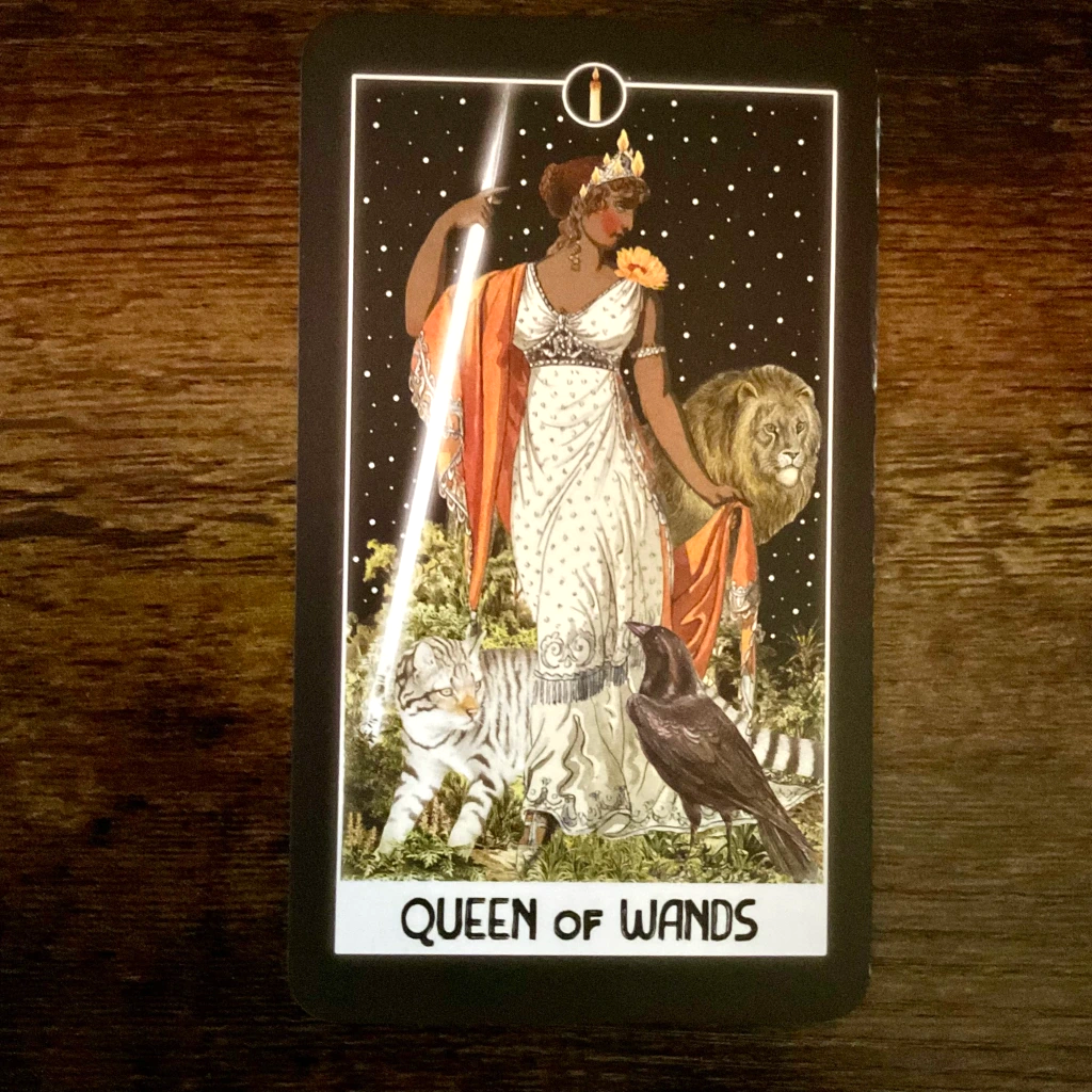 Queen of Wands from the Intuitive Night Goddess Tarot