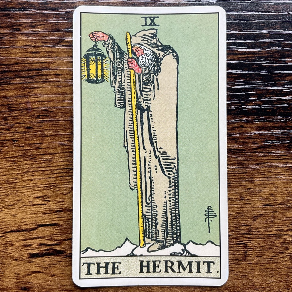 The Hermit Card in the major arcana by the Tarot Original 1909 Deck