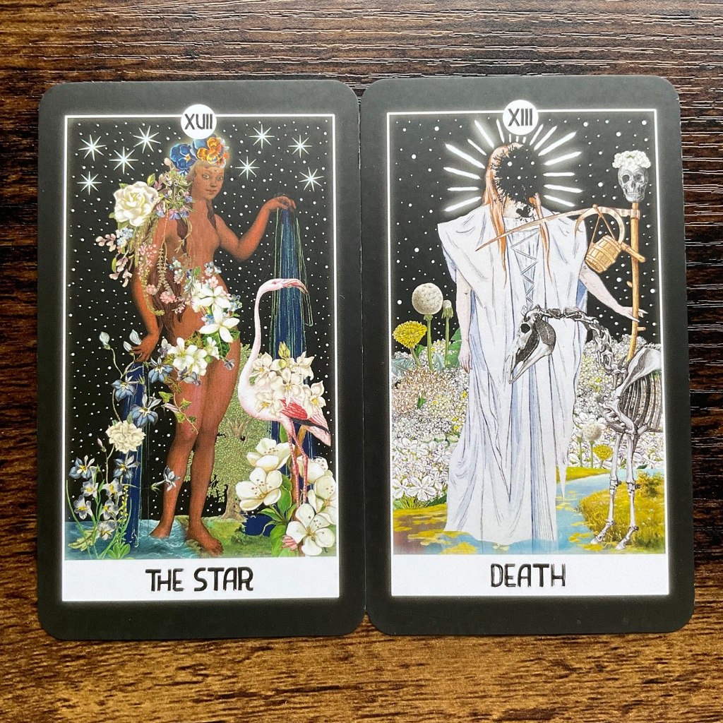 The Star Card and Death Card from the Intuitive Night Goddess Tarot