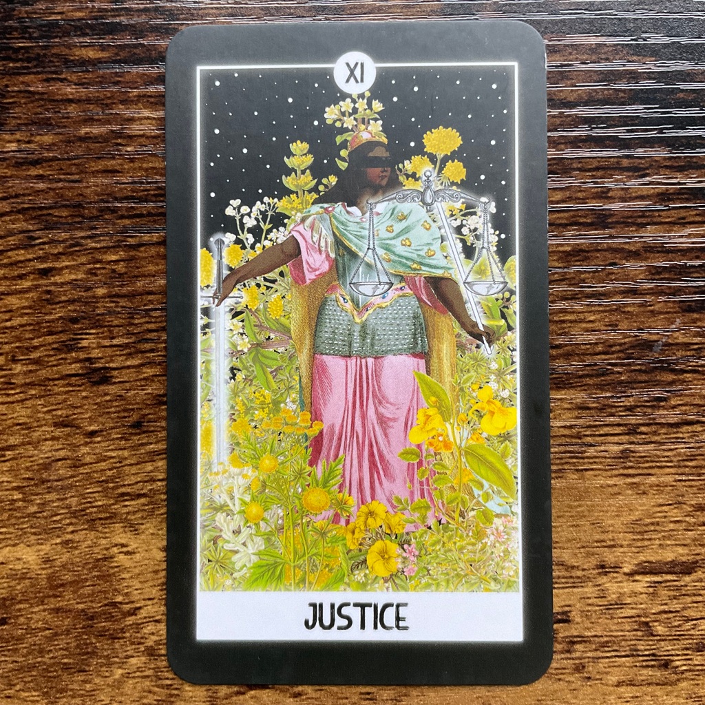 Justice card from the Intuitive Night Goddess Tarot