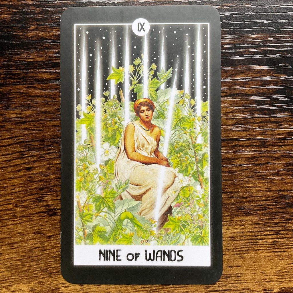 The Nine of Wands from the Intuitive Night Goddess Tarot