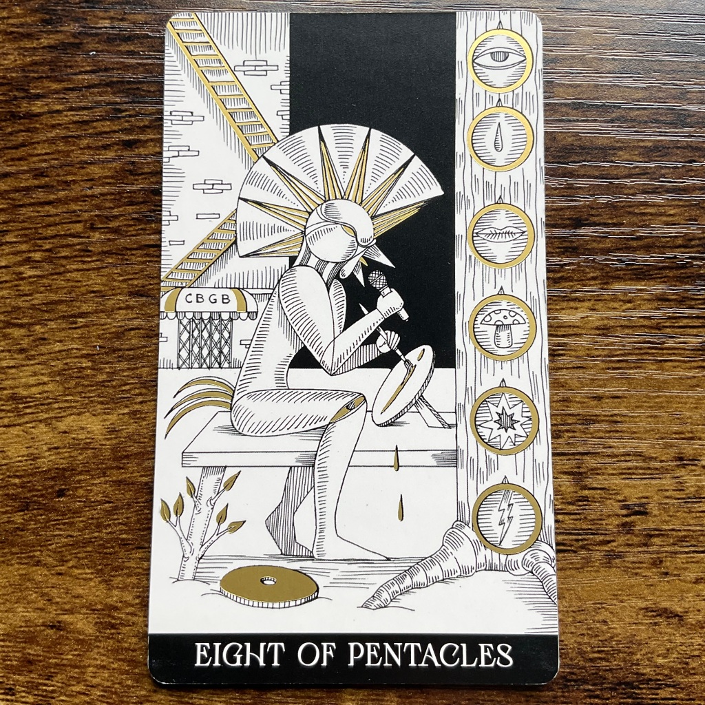 Eight of Pentacles from the Symbolic Soul Tarot