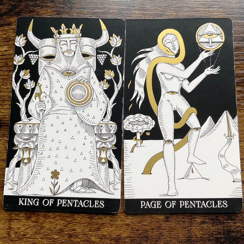 King of Pentacles and Page of Pentacles from the Symbolic Soul Tarot