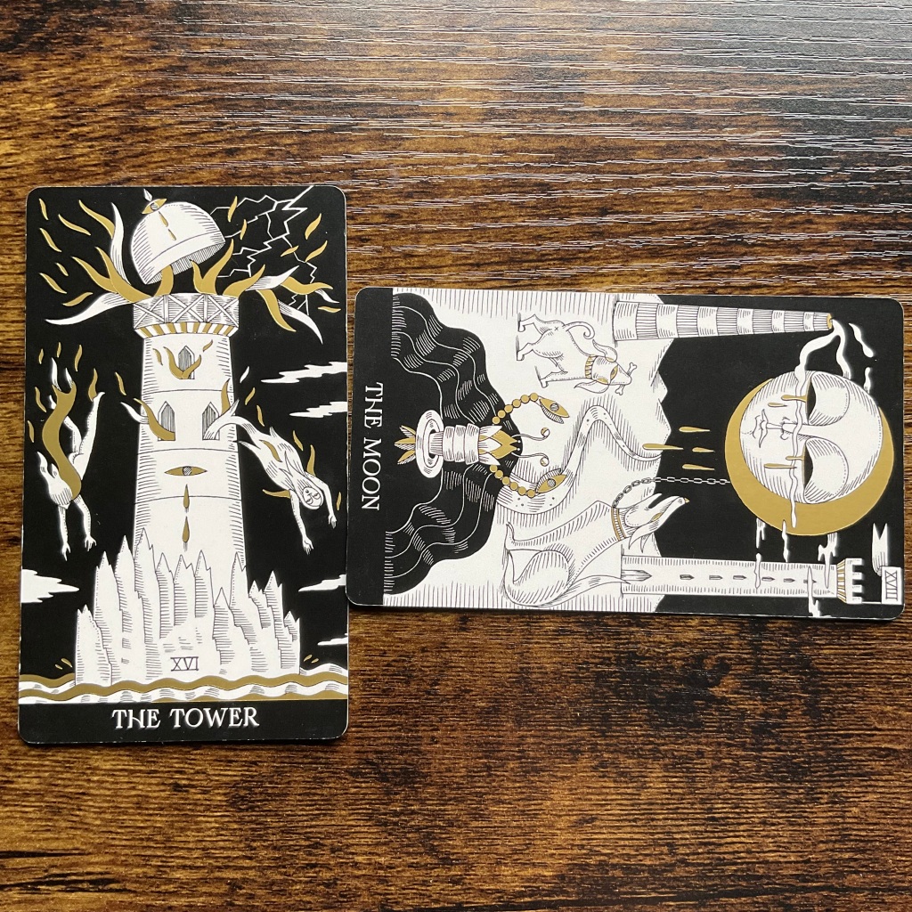 The Tower and The moon from the Symbolic Soul Tarot