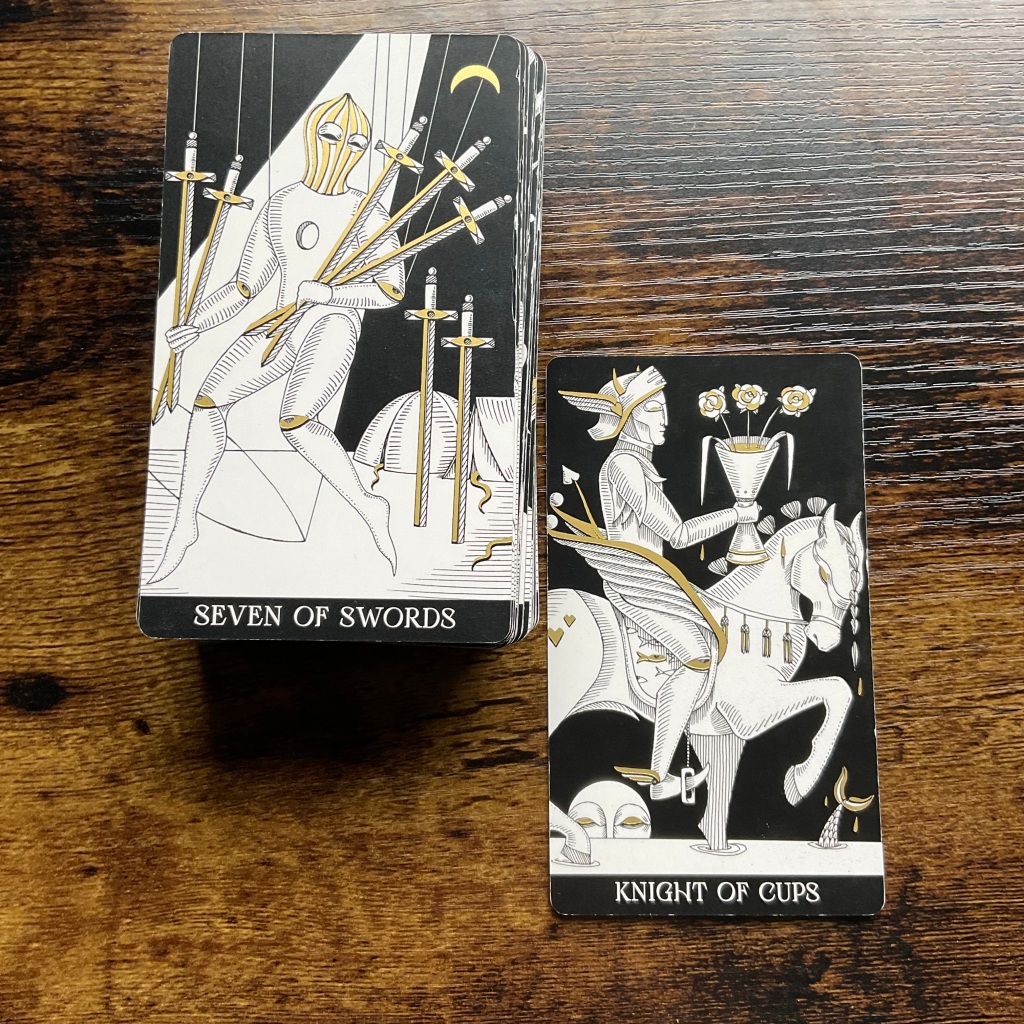Seven of Swords and Knight of Cups from the Symbolic Soul Tarot