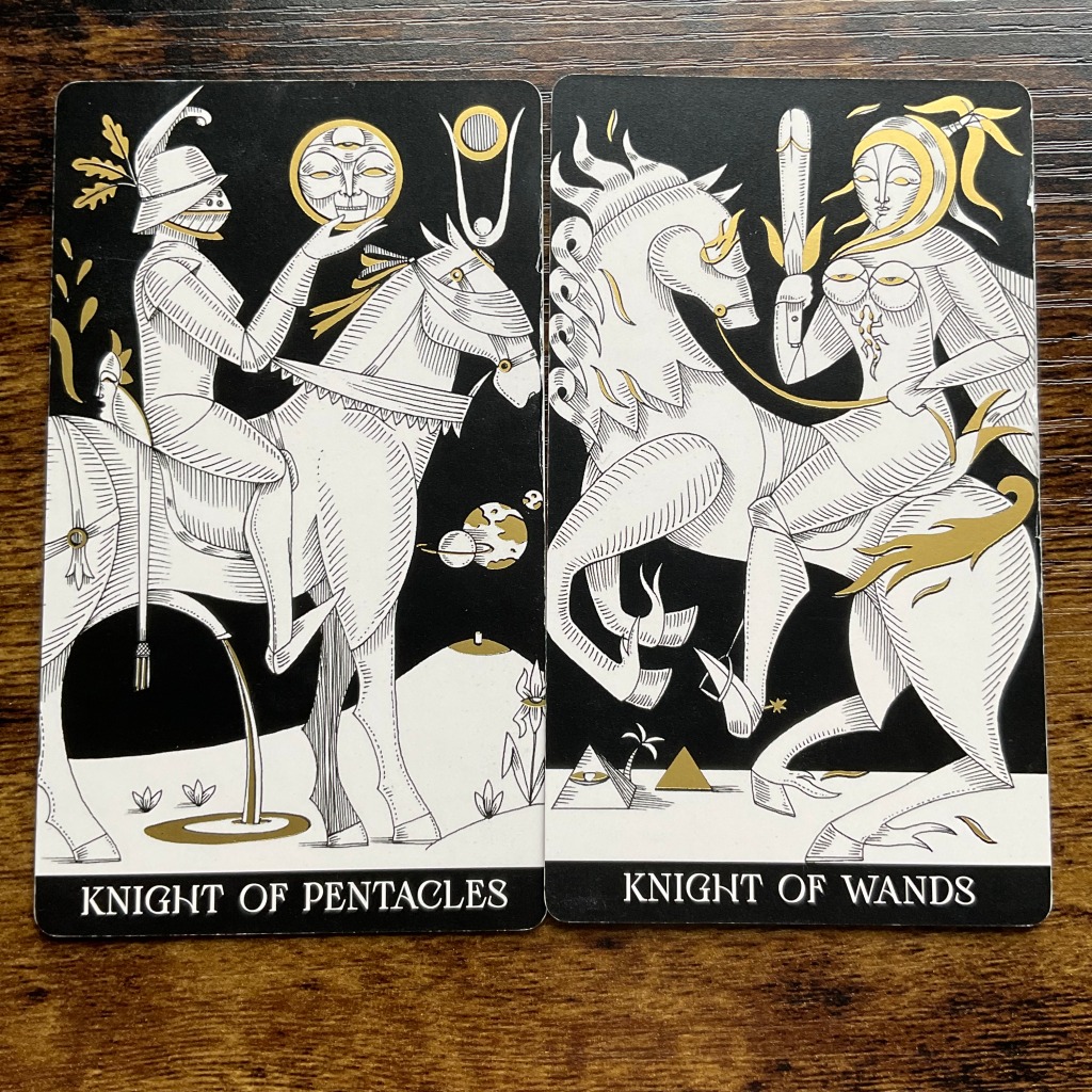 Knight of Pentacles and Knight of Wands from the Symbolic Soul Tarot