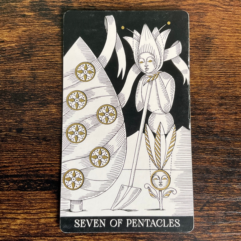 Seven of Pentacles from the Symbolic Soul Tarot