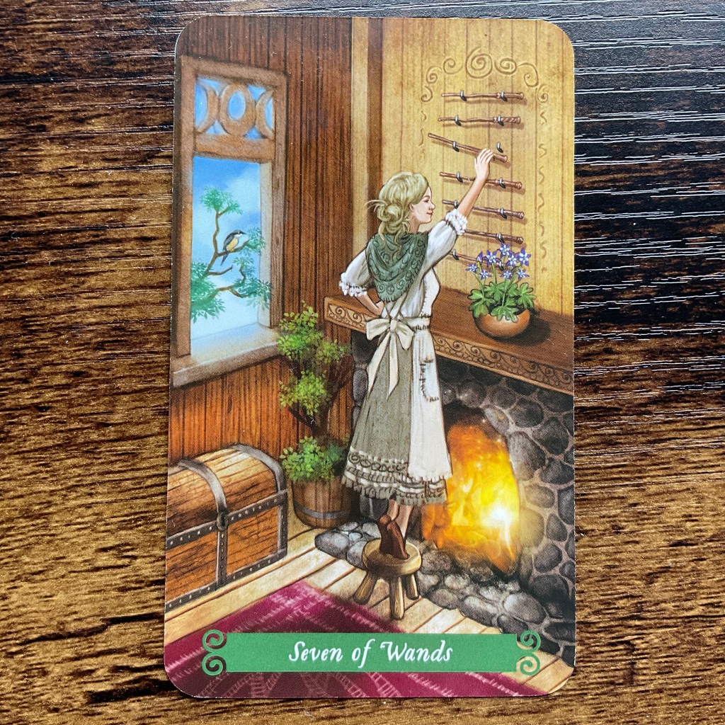 Seven of Wands from the Green Witch Tarot