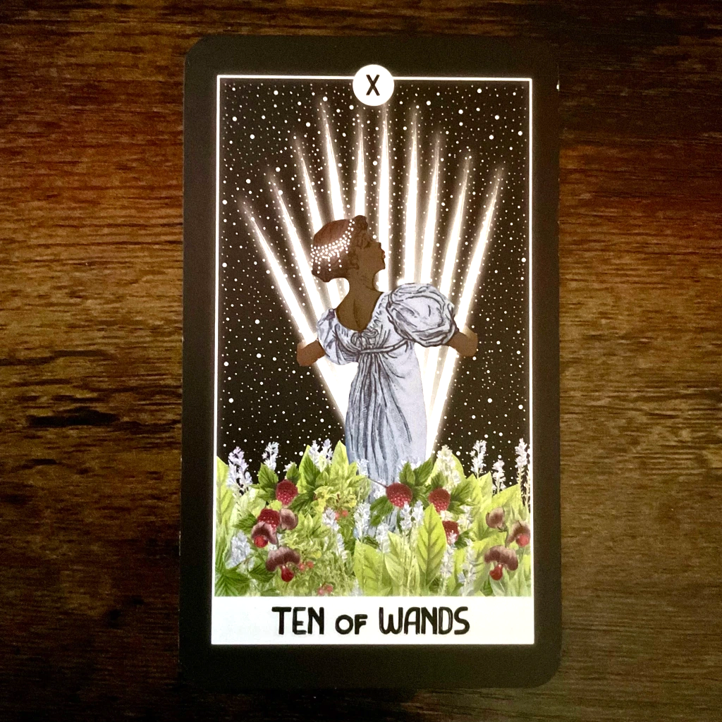 Ten of Wands from the Intuitive Night Goddess Tarot