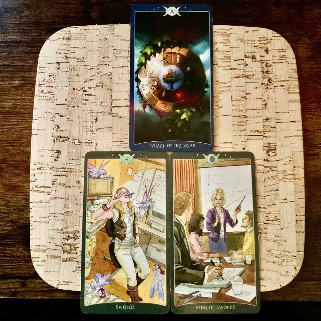 Wheel of the Year, Four of Swords , King of Swords from the Book of Shadows Tarot